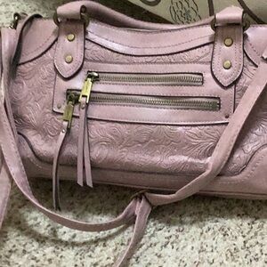 Rosetti Blush Pink Embossed Shoulder Bag with Gold Hardware